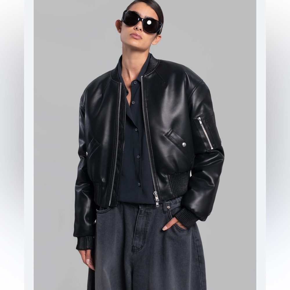 Paper Moon Vegan Leather Bomber Jacket
